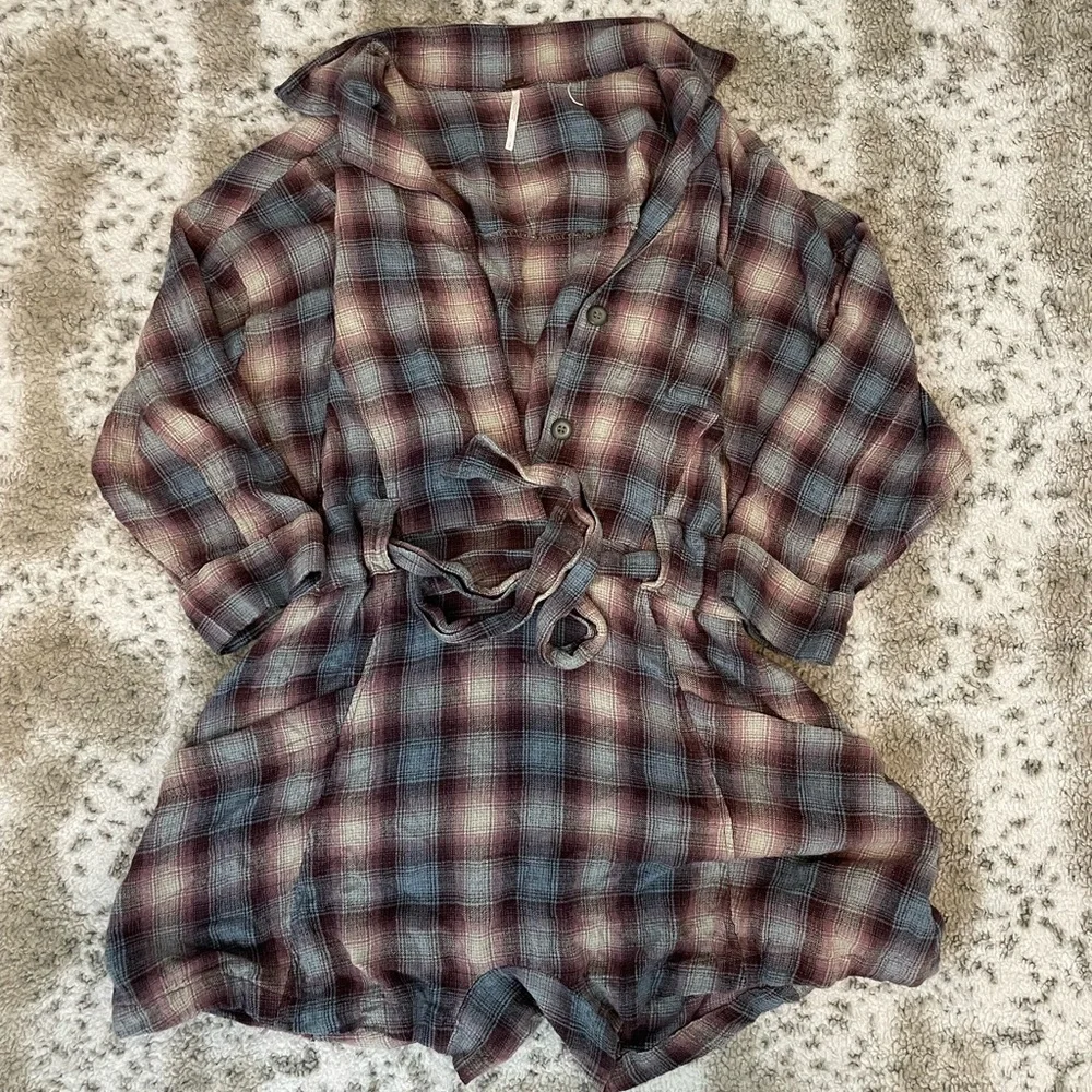 Free people before I let you go plaid romper